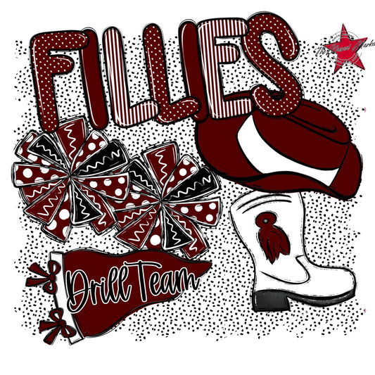 Fillies Drillteam Spirit-Maroon