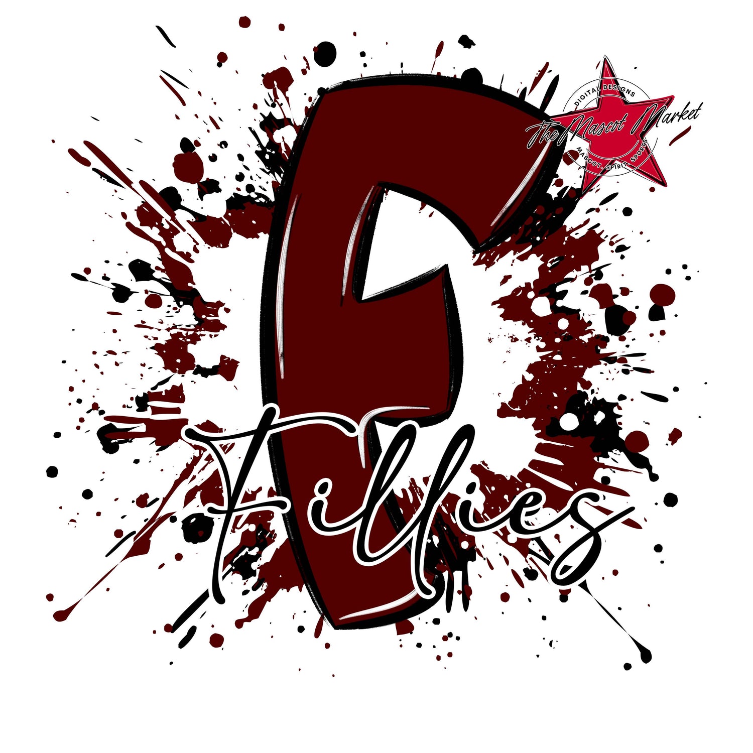 Fillies Mascot Splatter-Maroon