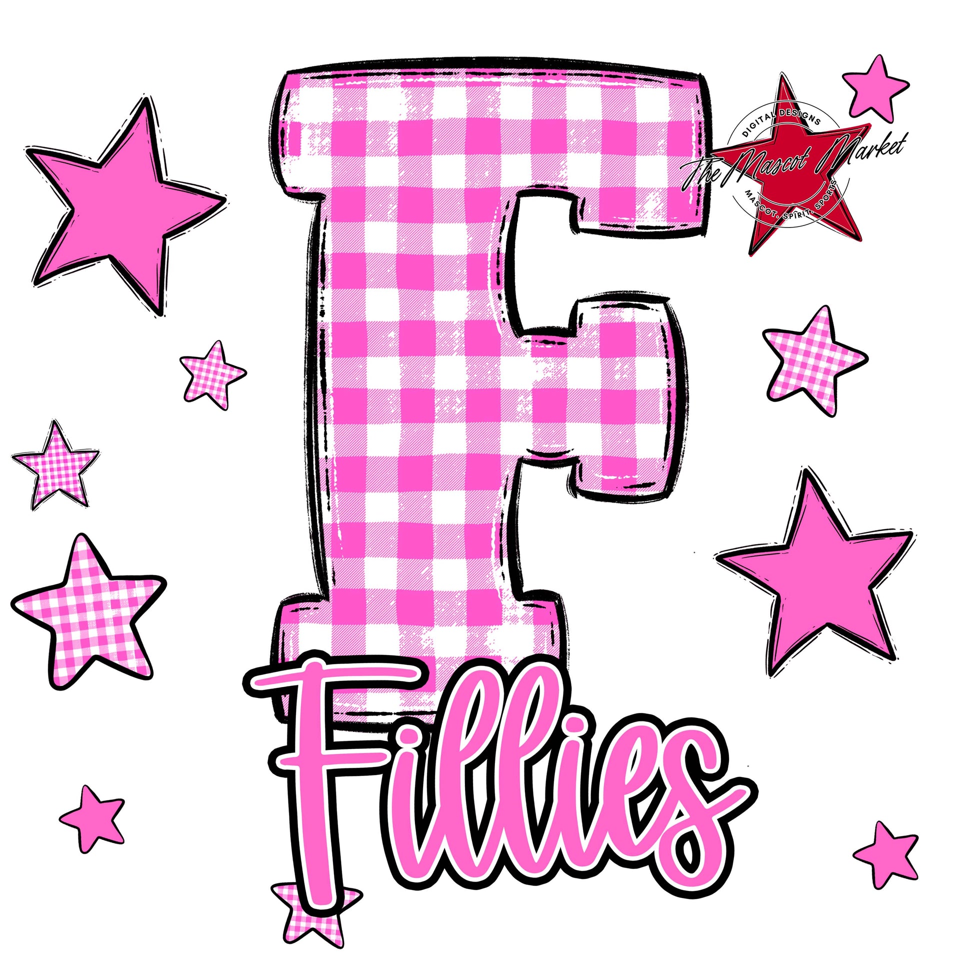 Fillies Plaid Star Design-Baby Pink