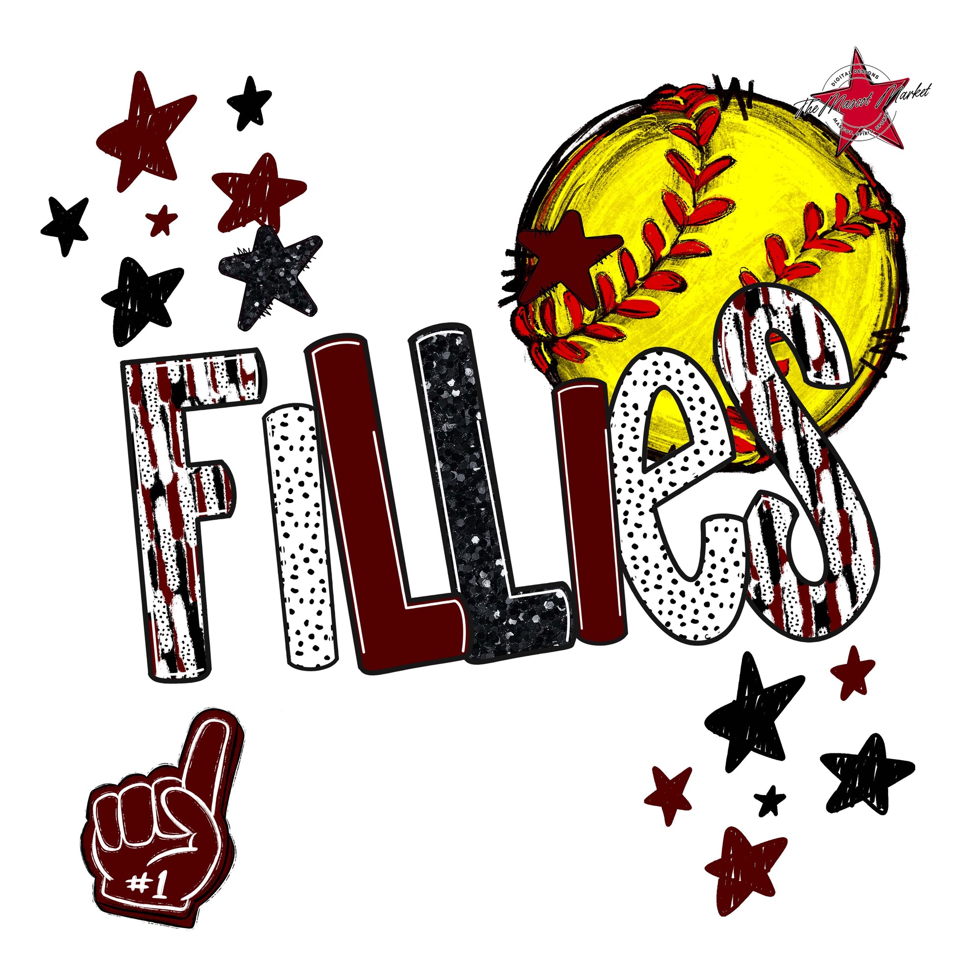 Fillies Softball Scrape-Maroon