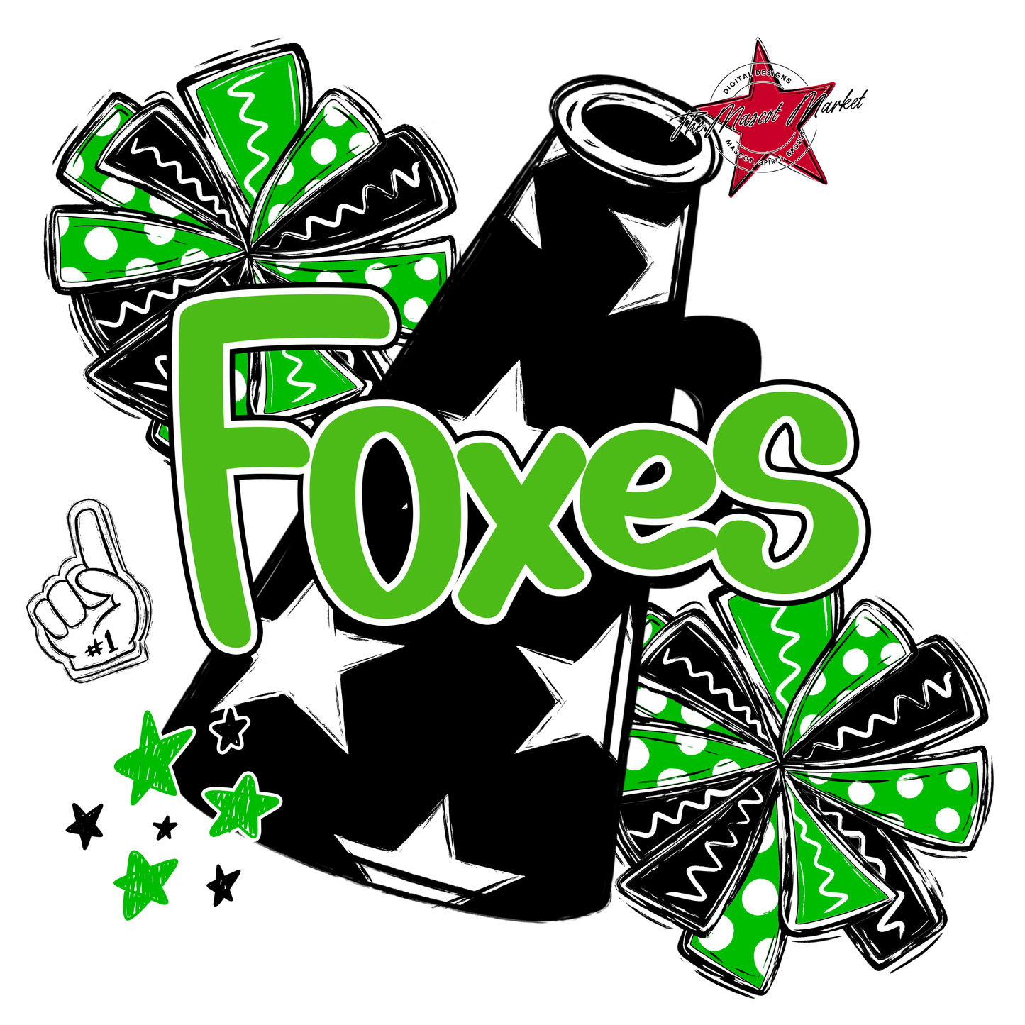 Foxes Alpha Megaphone Design-Bright Green