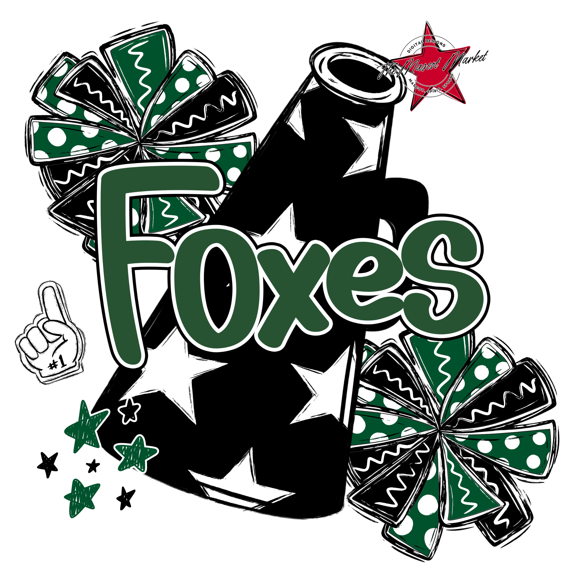 Foxes Alpha Megaphone Design-Green
