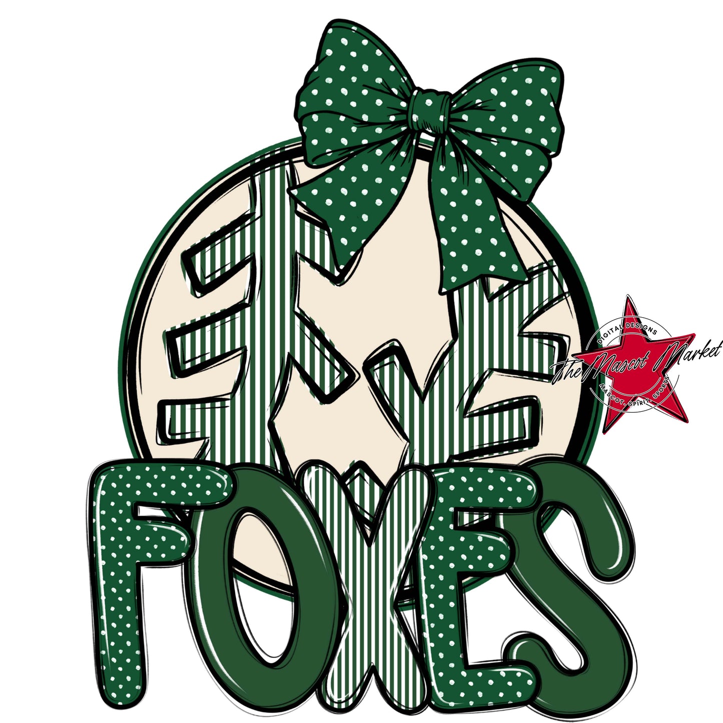 Foxes Baseball-Softball Spirit Design-Green