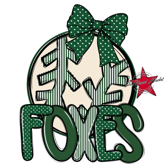 Foxes Baseball-Softball Spirit Design-Green