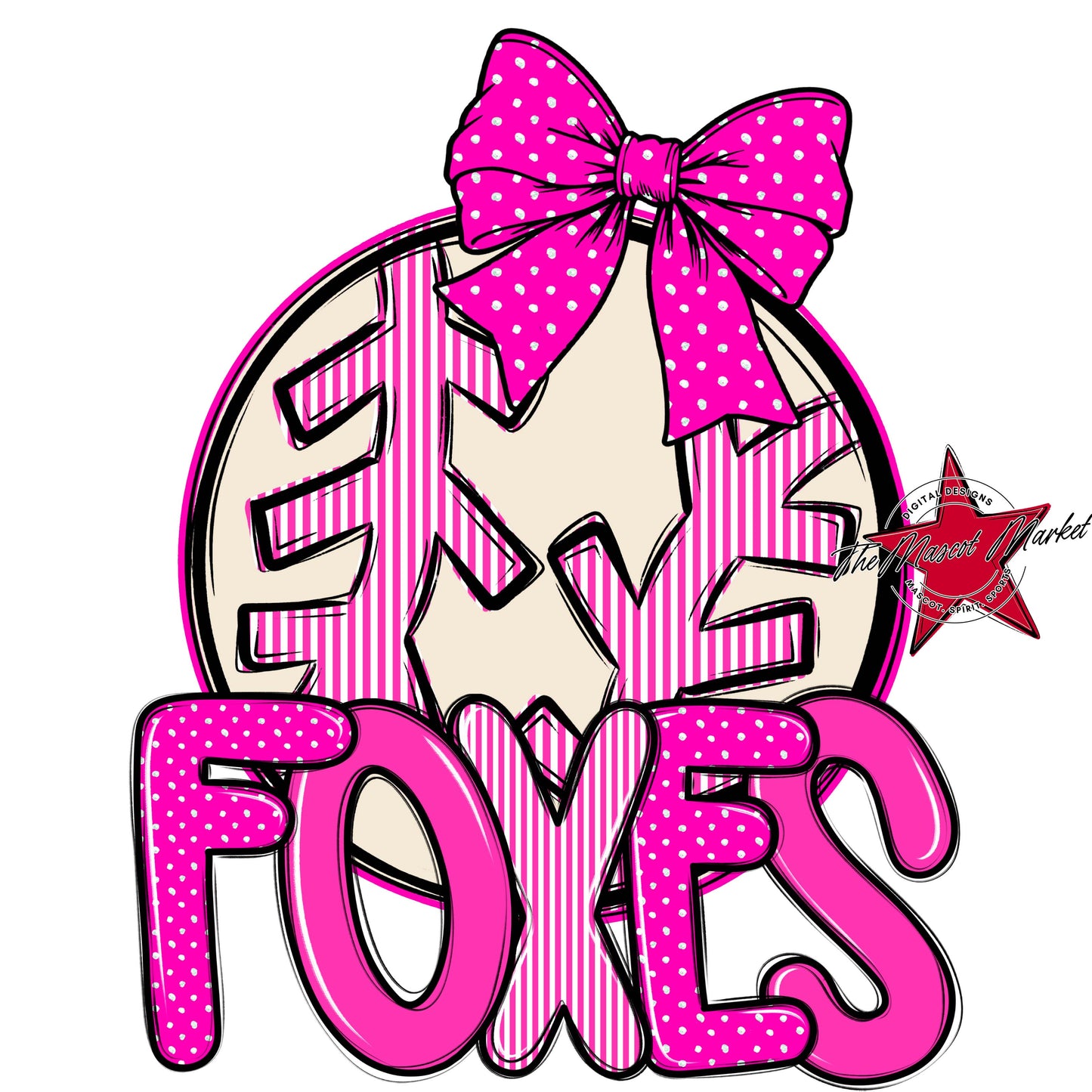 Foxes Baseball-Softball Spirit Design-Pink