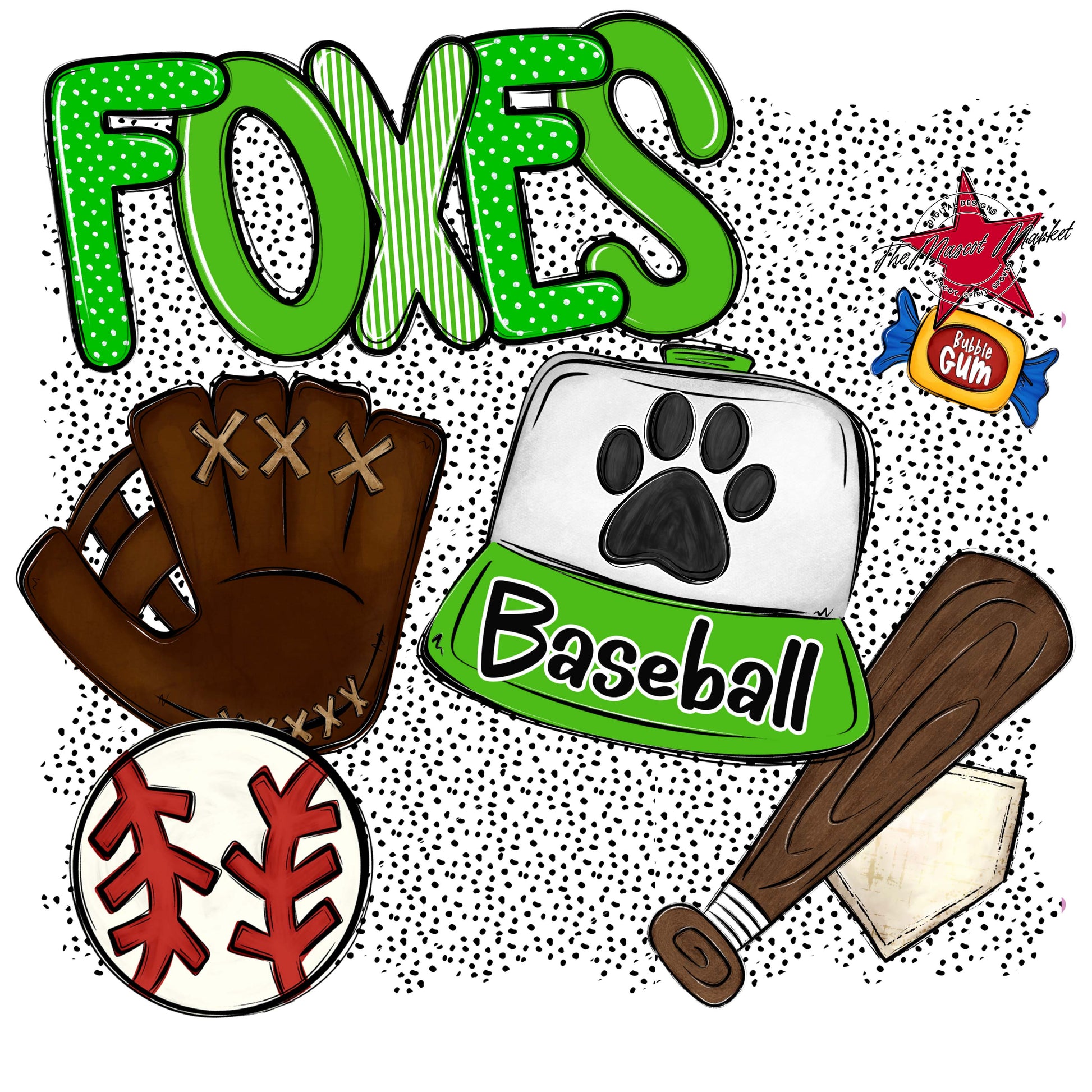 Foxes Baseball Spirit-Bright Green