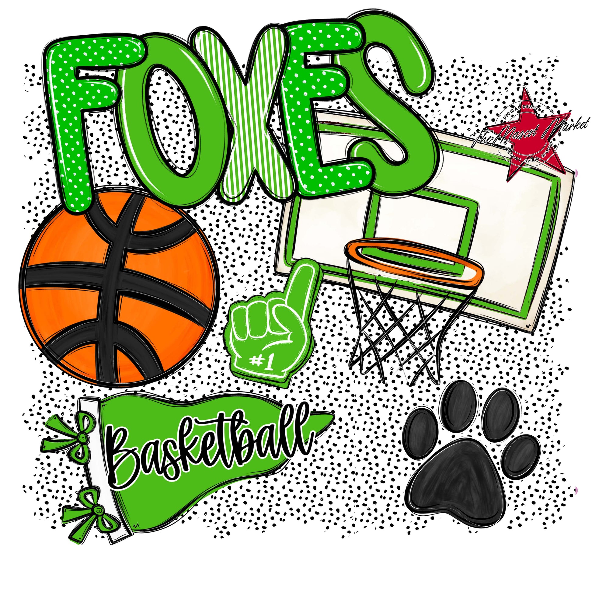 Foxes Basketball Spirit-Bright Green