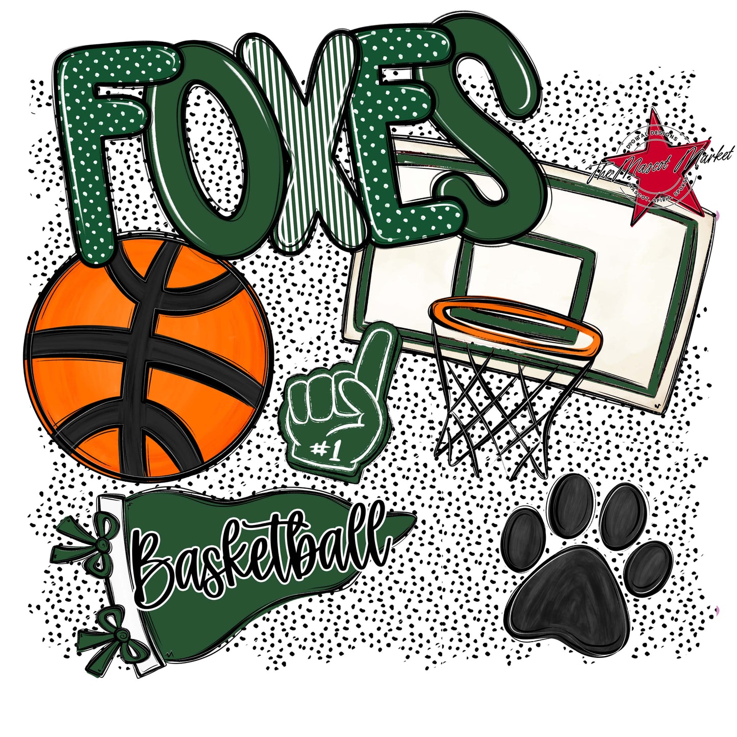 Foxes Basketball Spirit-Green