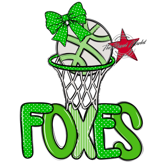 Foxes Basketball Spirit Design-Bright Green