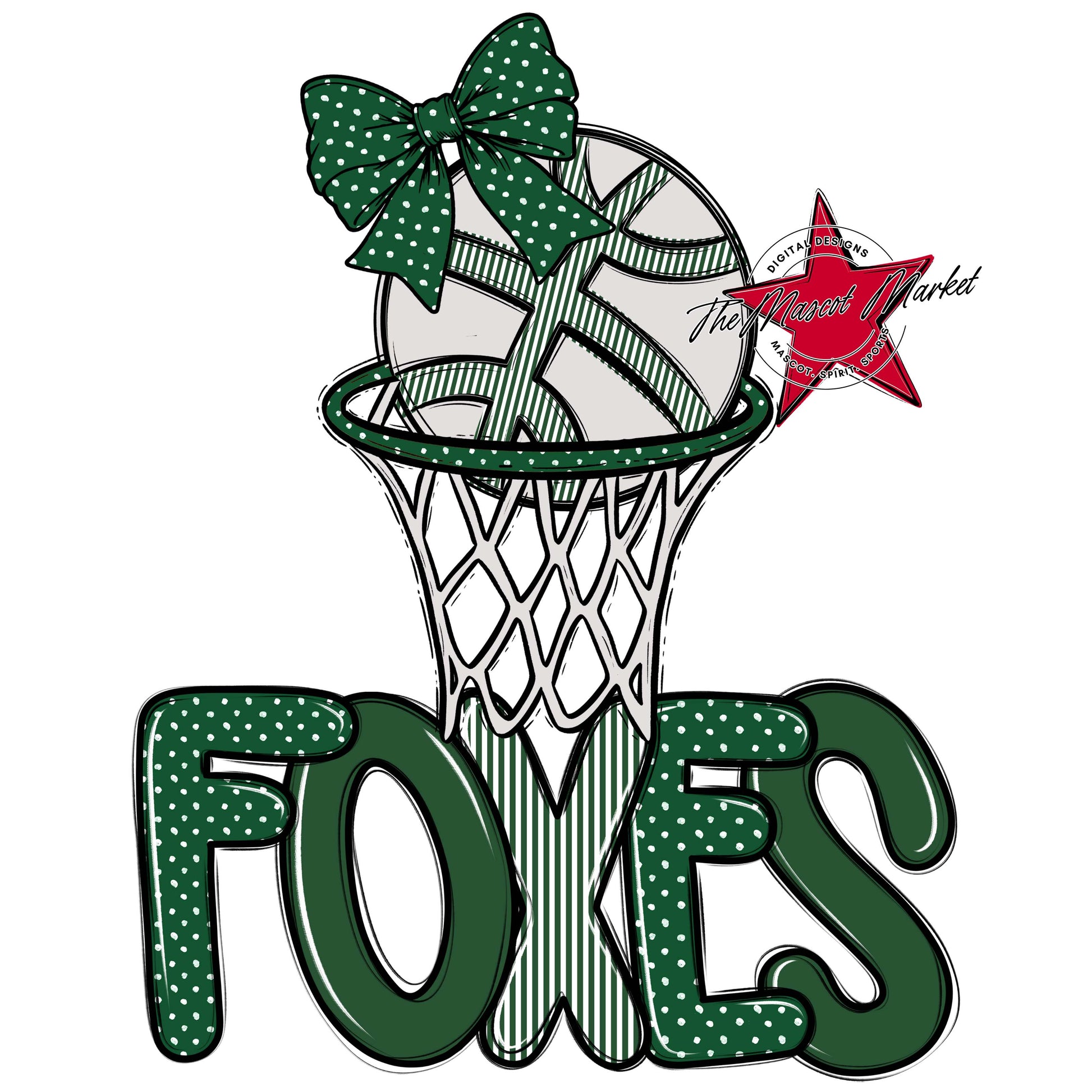 Foxes Basketball Spirit Design-Green