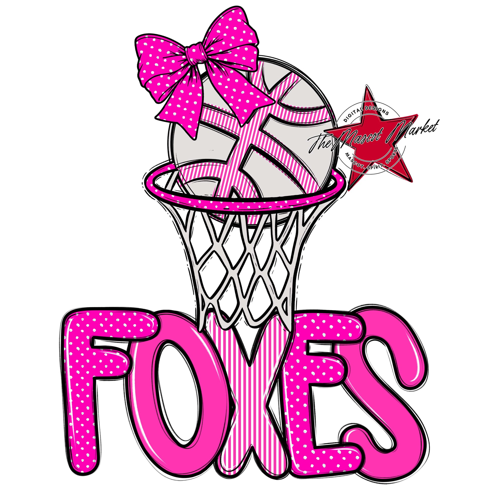 Foxes Basketball Spirit Design-Pink