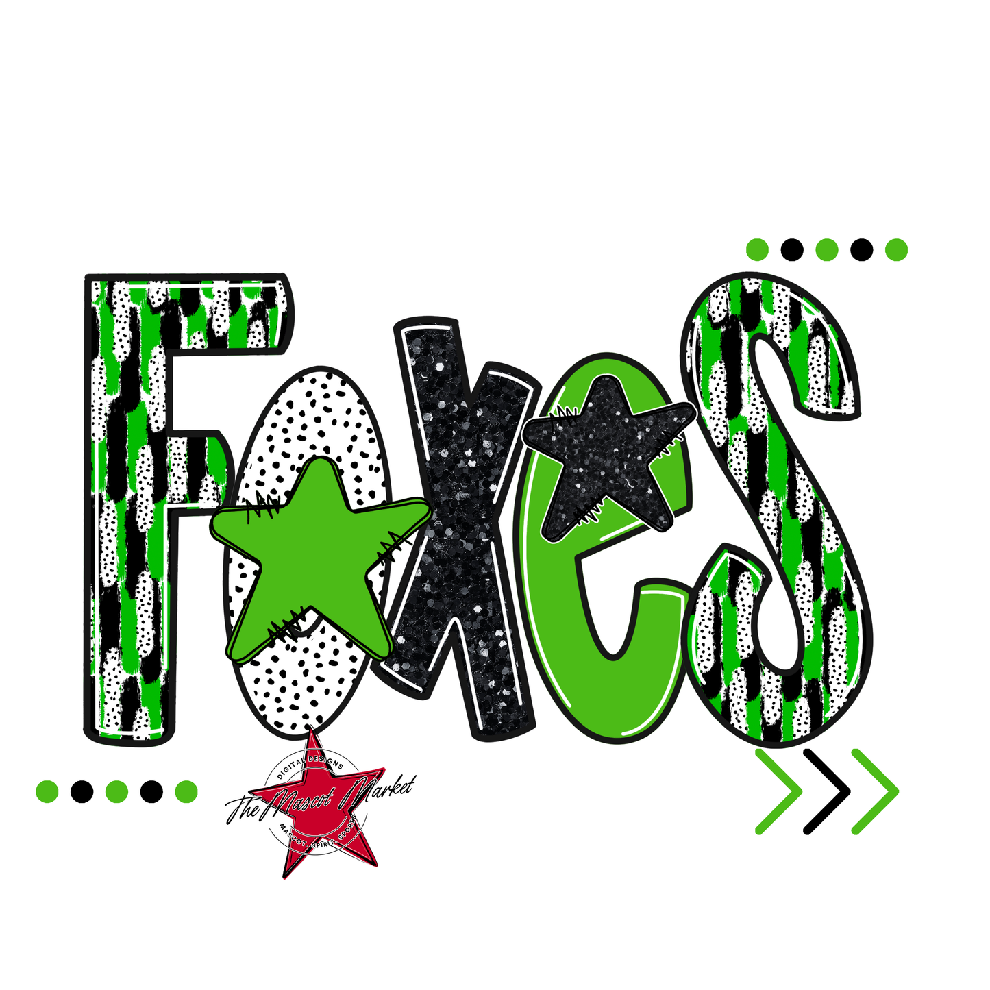 Foxes Brushstroke Alpha w Arrows-Bright Green