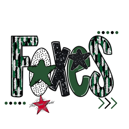 Foxes Brushstroke Alpha w Arrows-Green