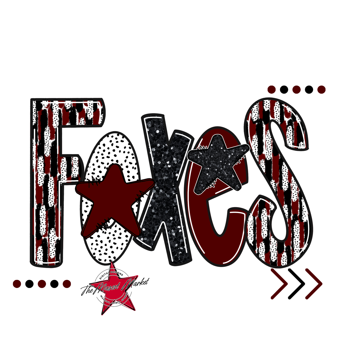 Foxes Brushstroke Alpha w Arrows-Maroon