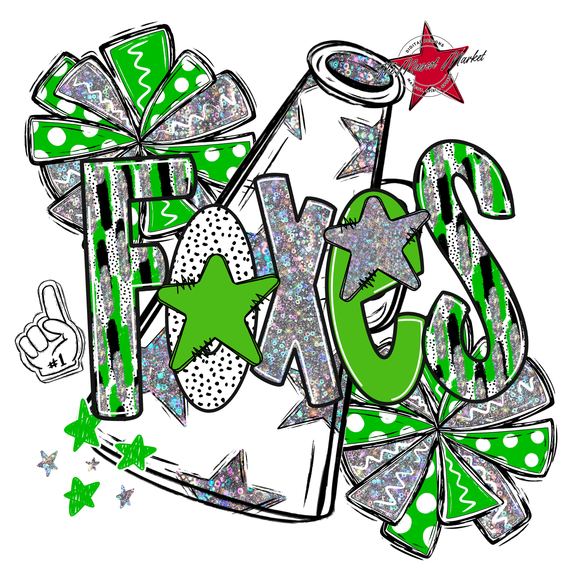 Foxes Cheer Megaphone Scrape-Bright Green