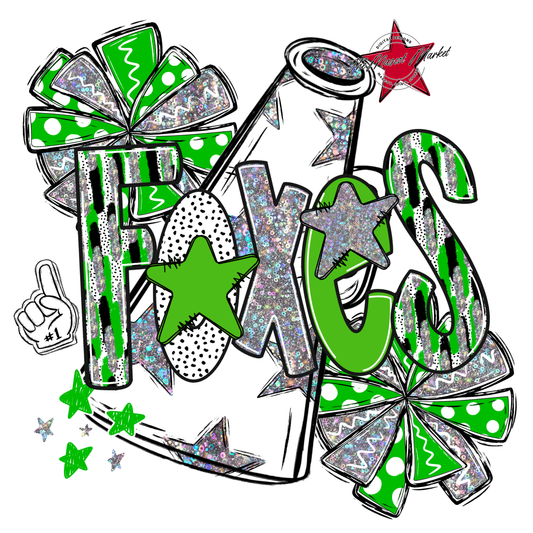Foxes Cheer Megaphone Scrape-Bright Green