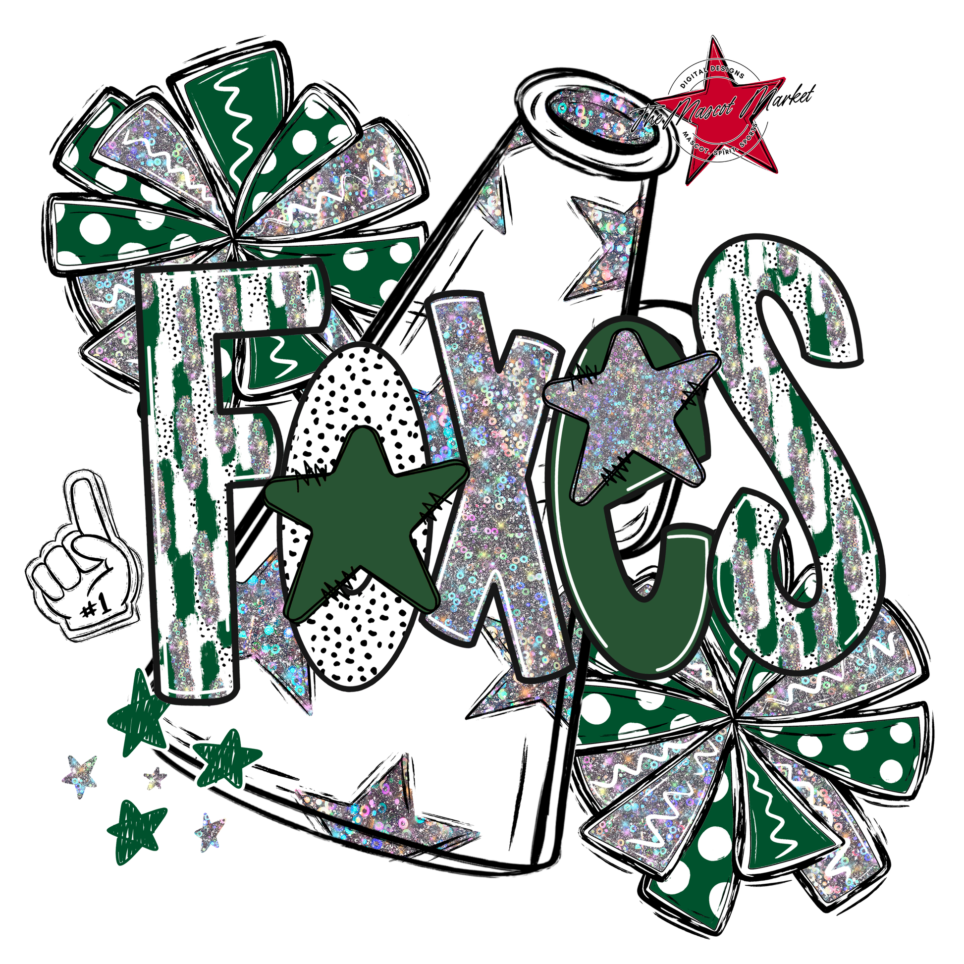 Foxes Cheer Megaphone Scrape-Green