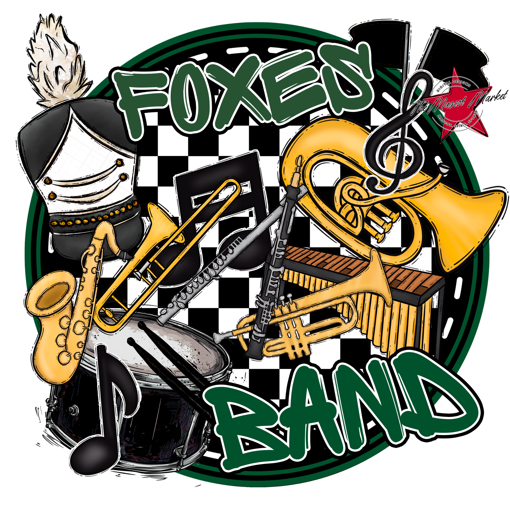 Foxes Circle Band Design-Green