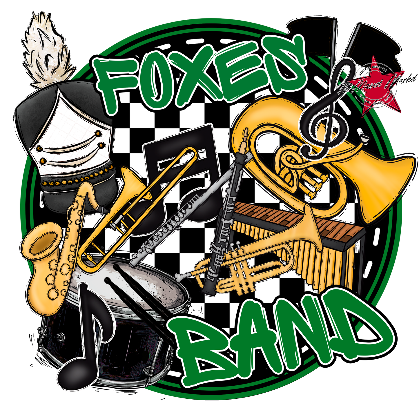 Foxes Circle Band Design-Kelly Green