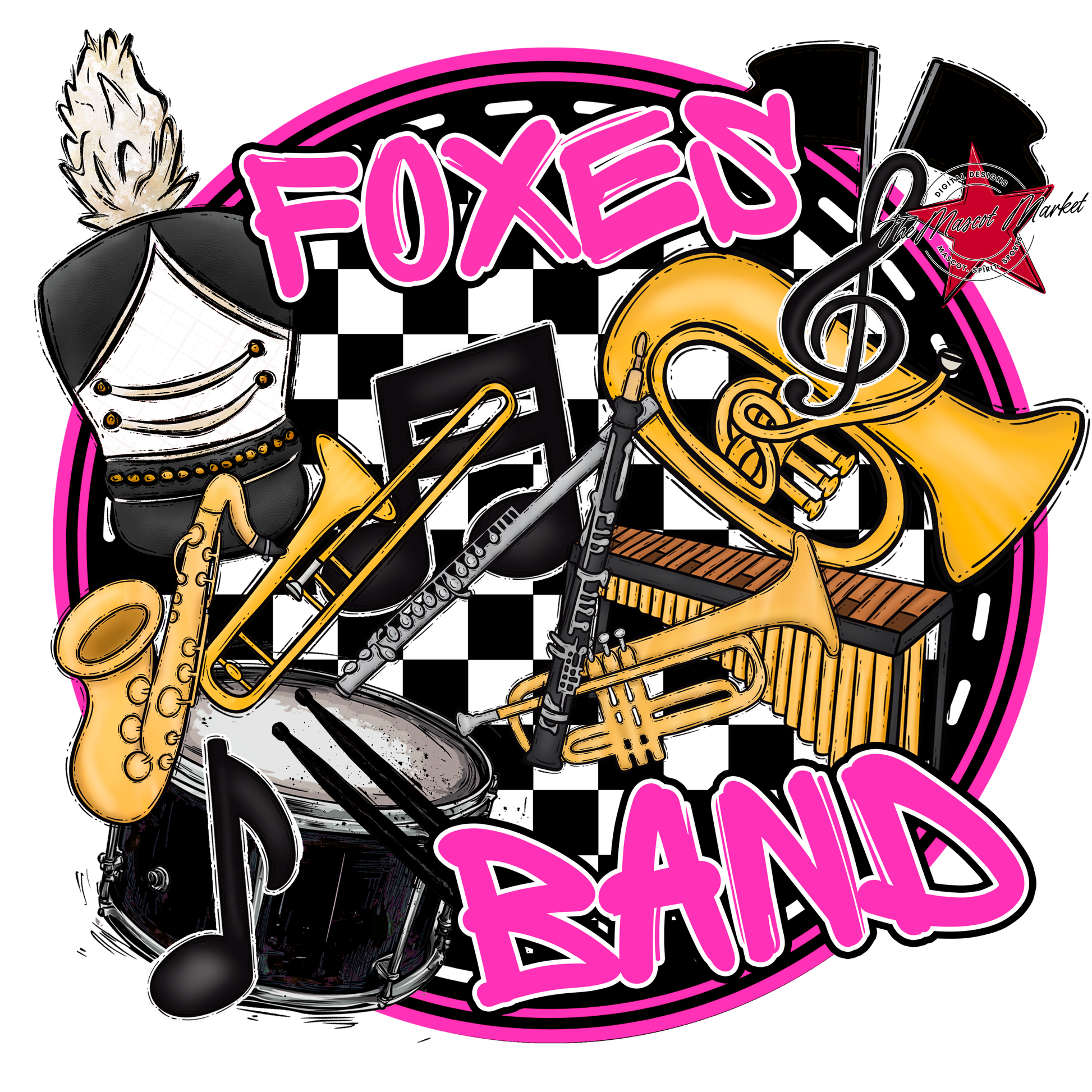 Foxes Circle Band Design-Pink