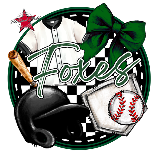 Foxes Circle Baseball Design-Green