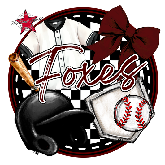 Foxes Circle Baseball Design-Maroon