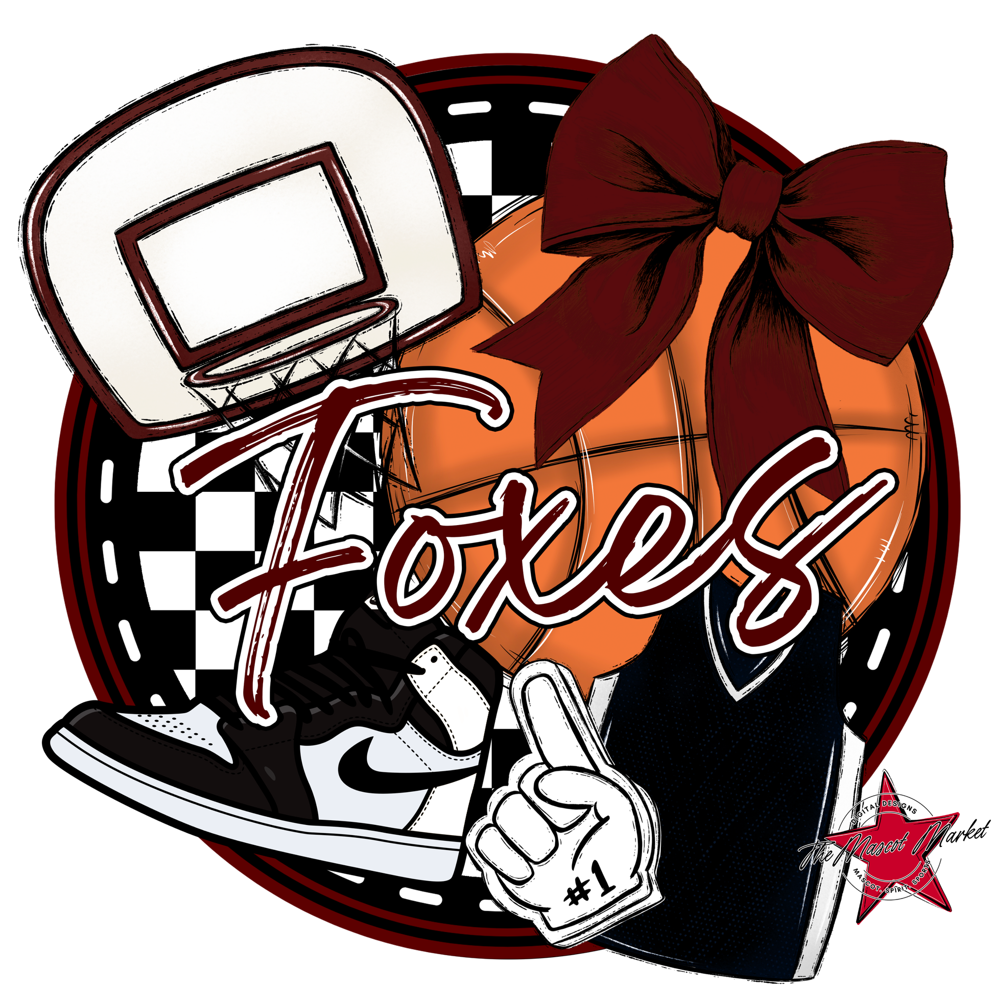 Foxes Circle Basketball Design-Maroon
