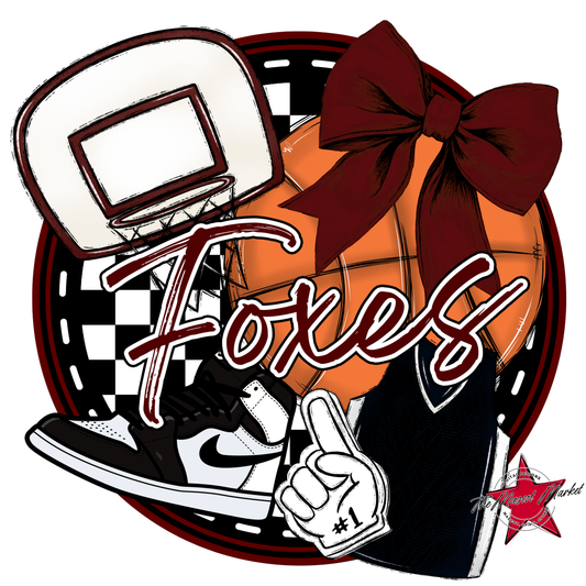 Foxes Circle Basketball Design-Maroon