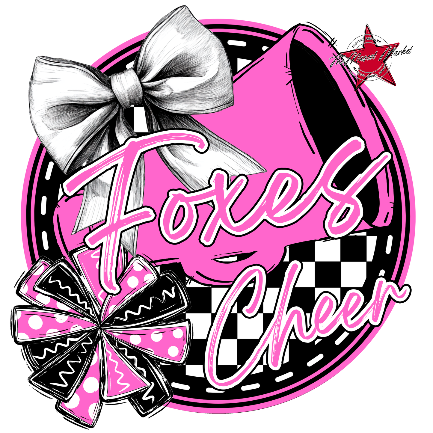 Foxes Circle Cheer Design-Baby Pink