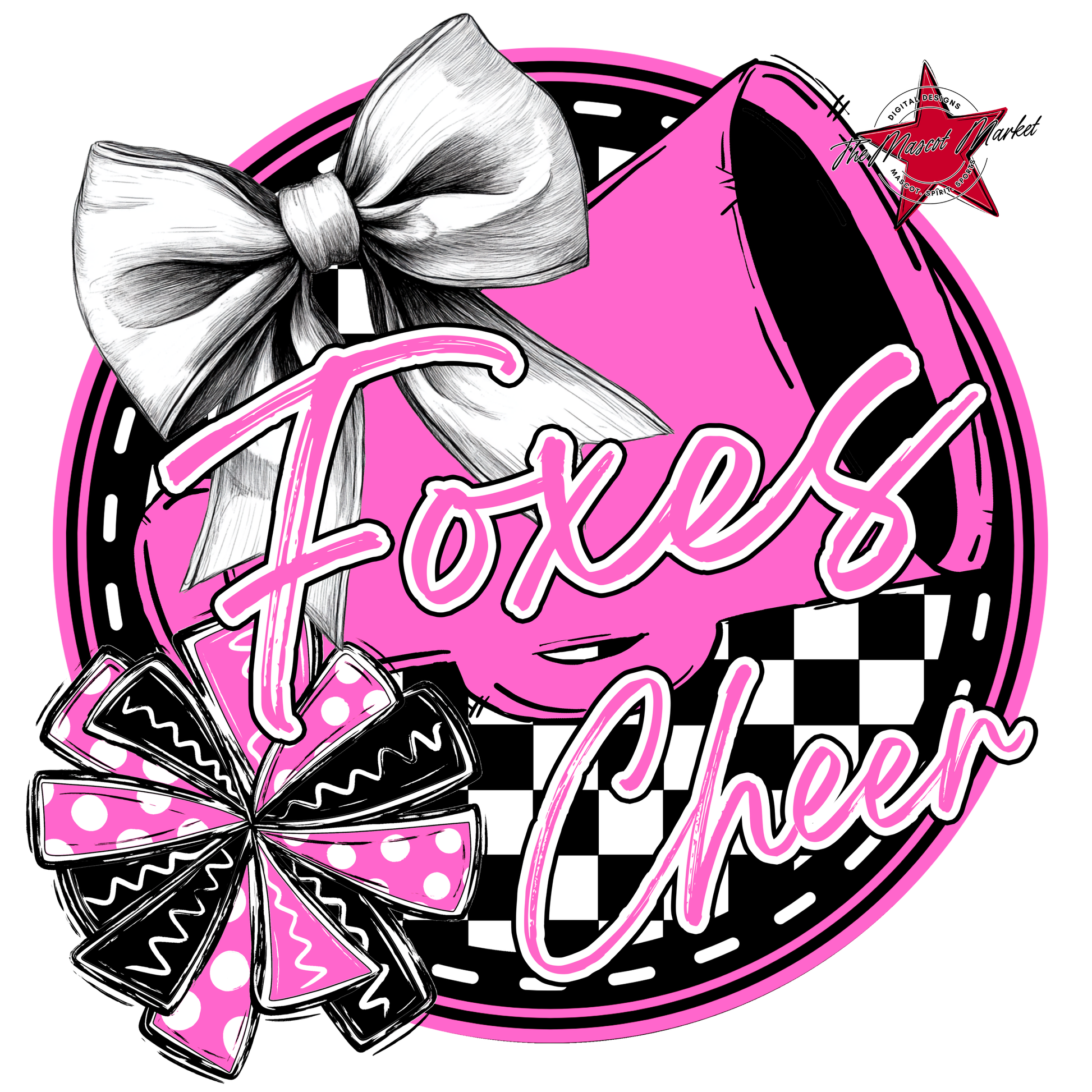 Foxes Circle Cheer Design-Baby Pink