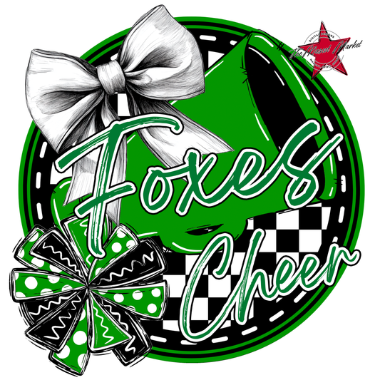 Foxes Circle Cheer Design-Kelly Green