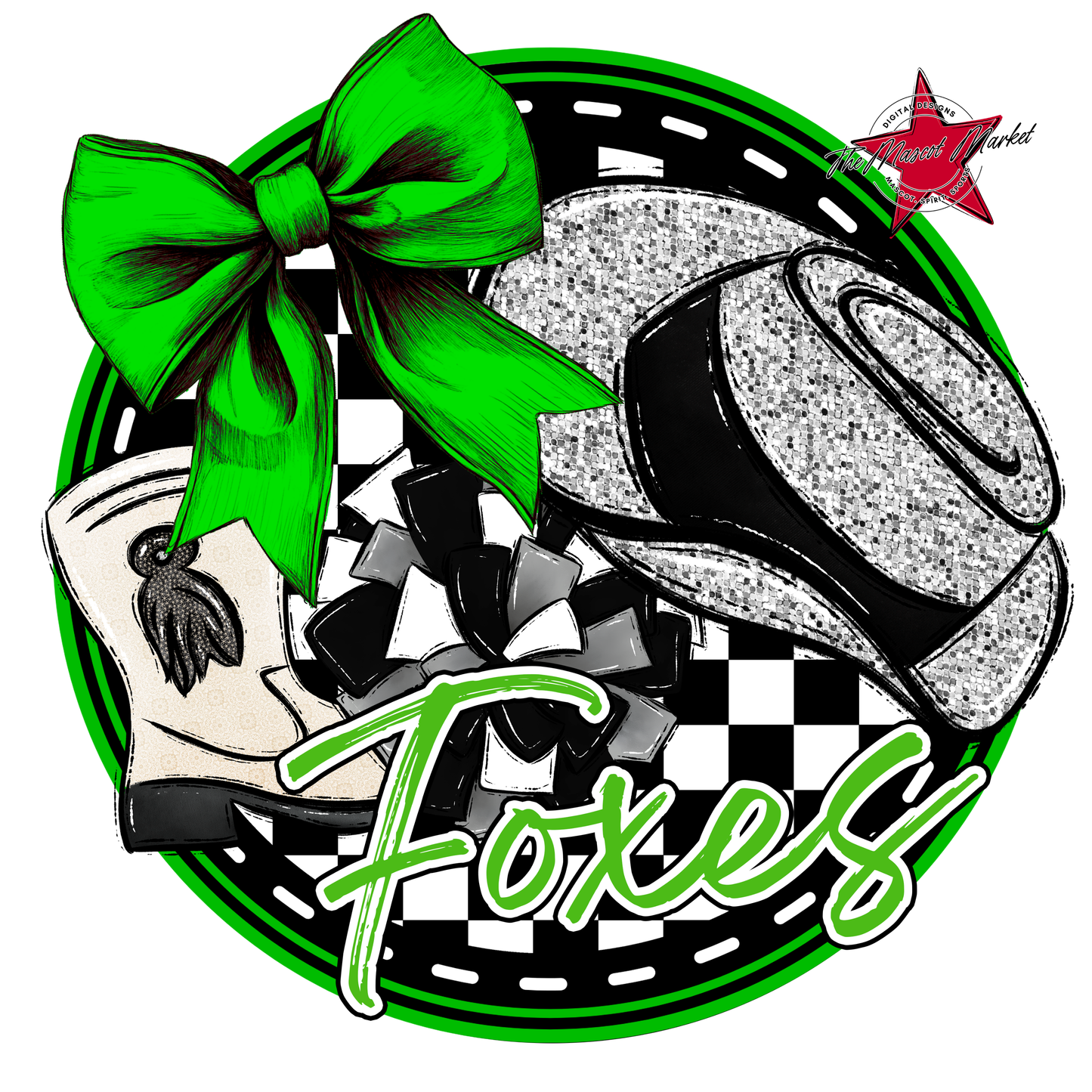 Foxes Circle Drillteam Design-Bright Green