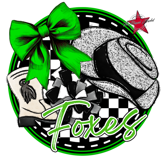 Foxes Circle Drillteam Design-Bright Green
