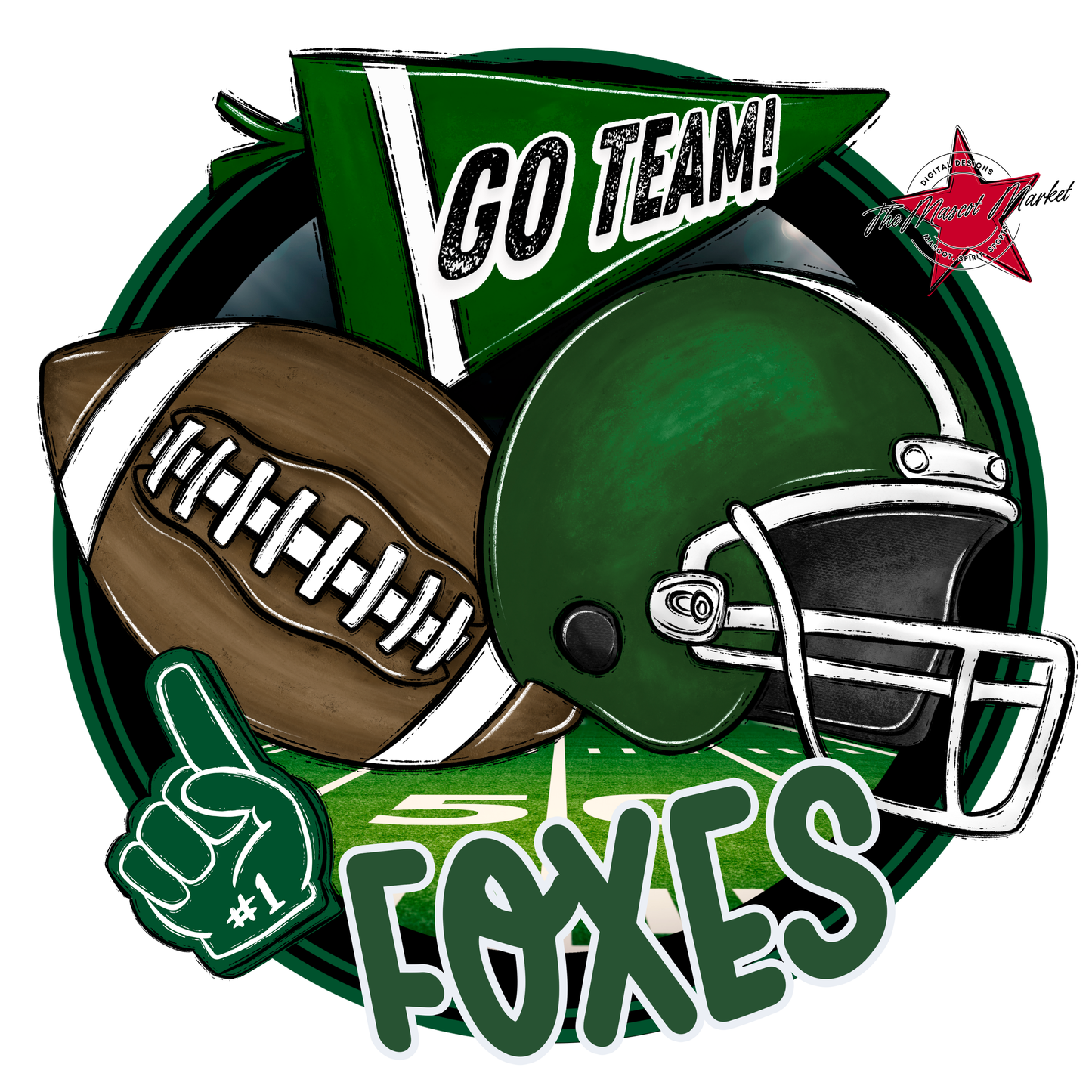 Foxes Circle Football Design-Green