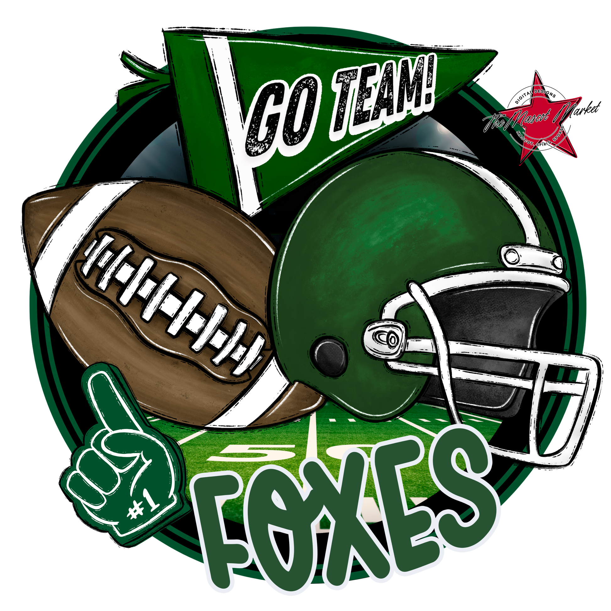 Foxes Circle Football Design-Green