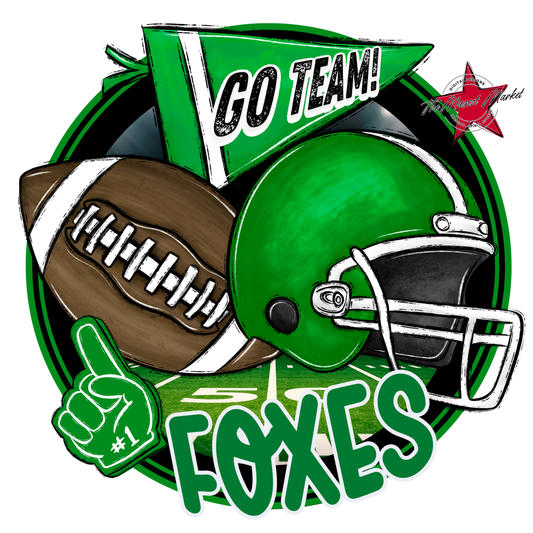 Foxes Circle Football Design-Kelly Green