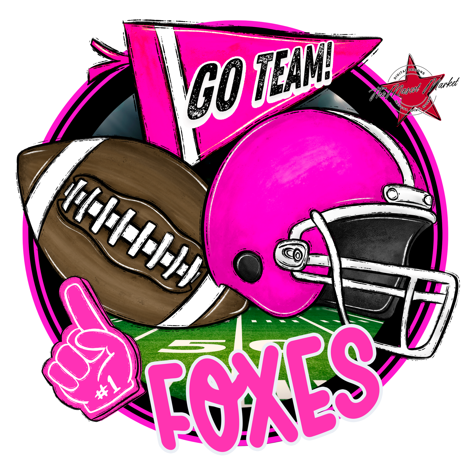 Foxes Circle Football Design-Pink