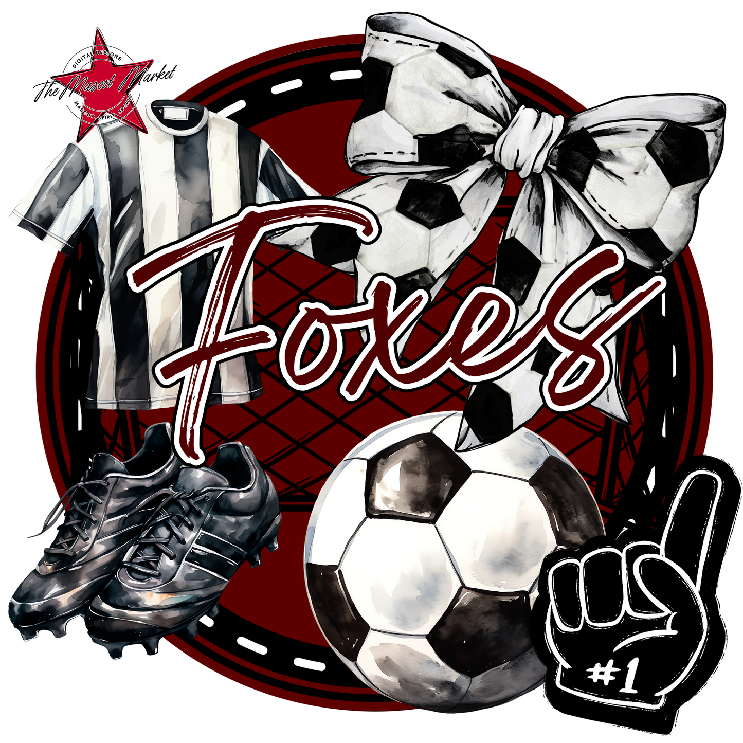 Foxes Circle Soccer Design-Maroon