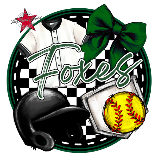 Foxes Circle Softball Design-Green