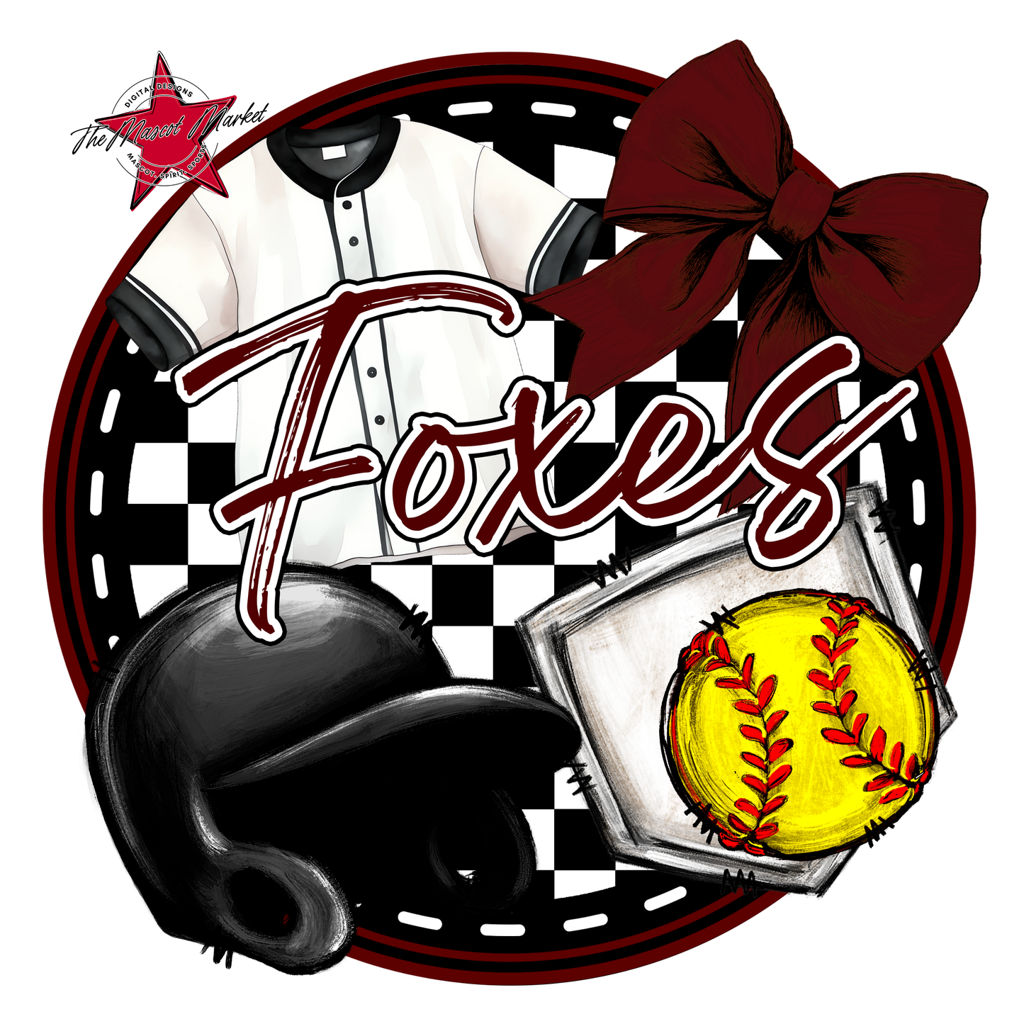 Foxes Circle Softball Design-Maroon
