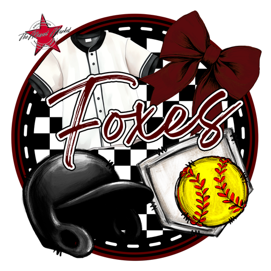 Foxes Circle Softball Design-Maroon