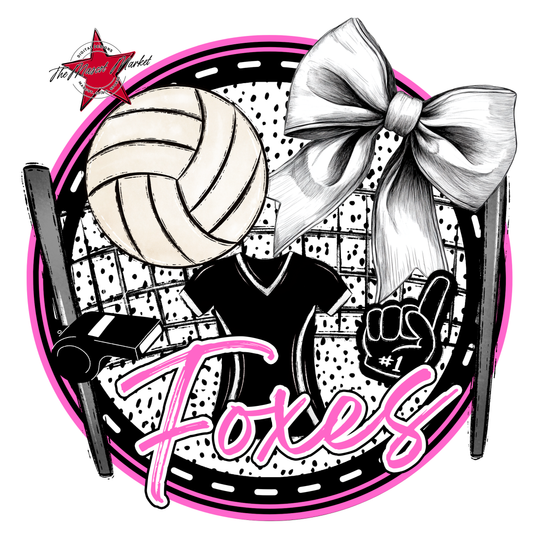 Foxes Circle Volleyball Design-Baby Pink