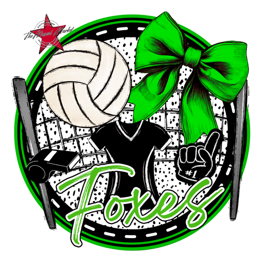 Foxes Circle Volleyball Design-Bright Green