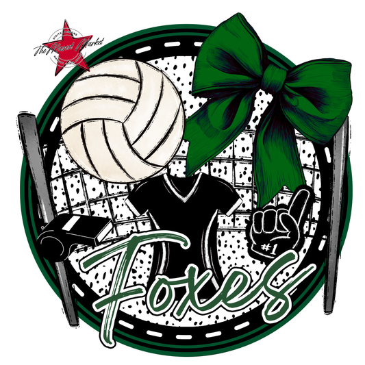 Foxes Circle Volleyball Design-Green
