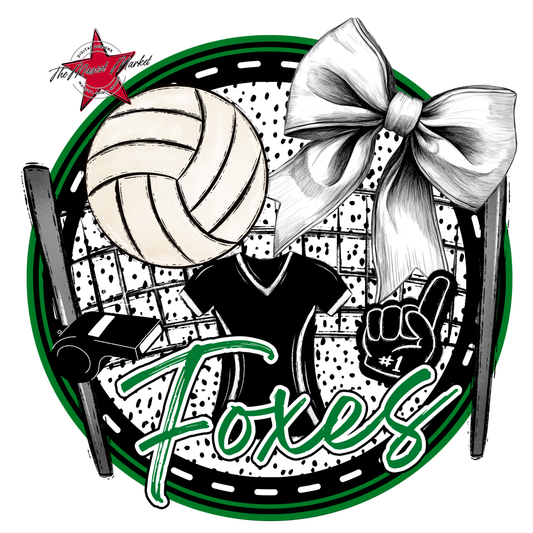 Foxes Circle Volleyball Design-Kelly Green