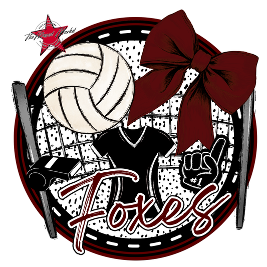 Foxes Circle Volleyball Design-Maroon