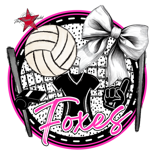 Foxes Circle Volleyball Design-Pink