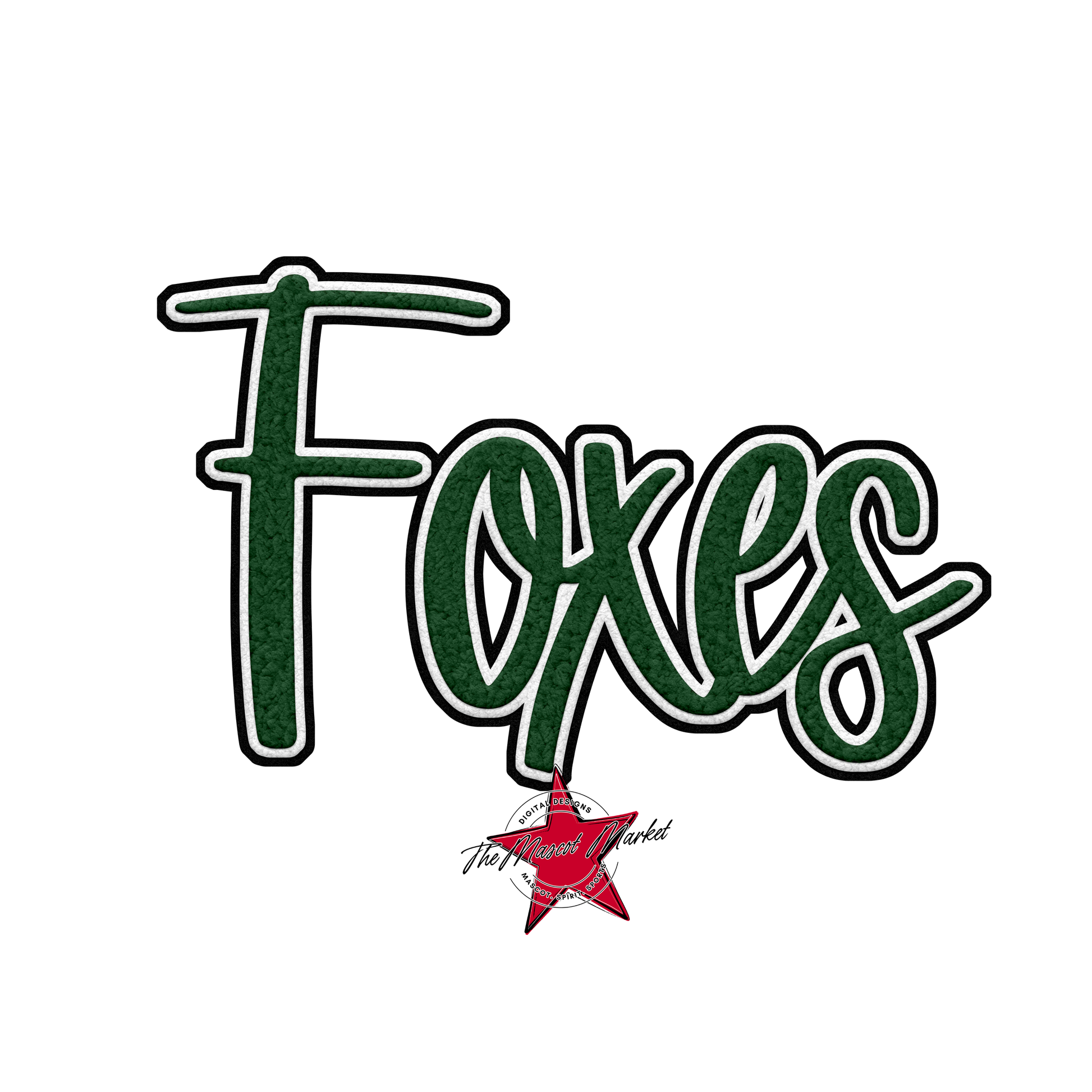 Foxes Faux Chenille Patch-Green