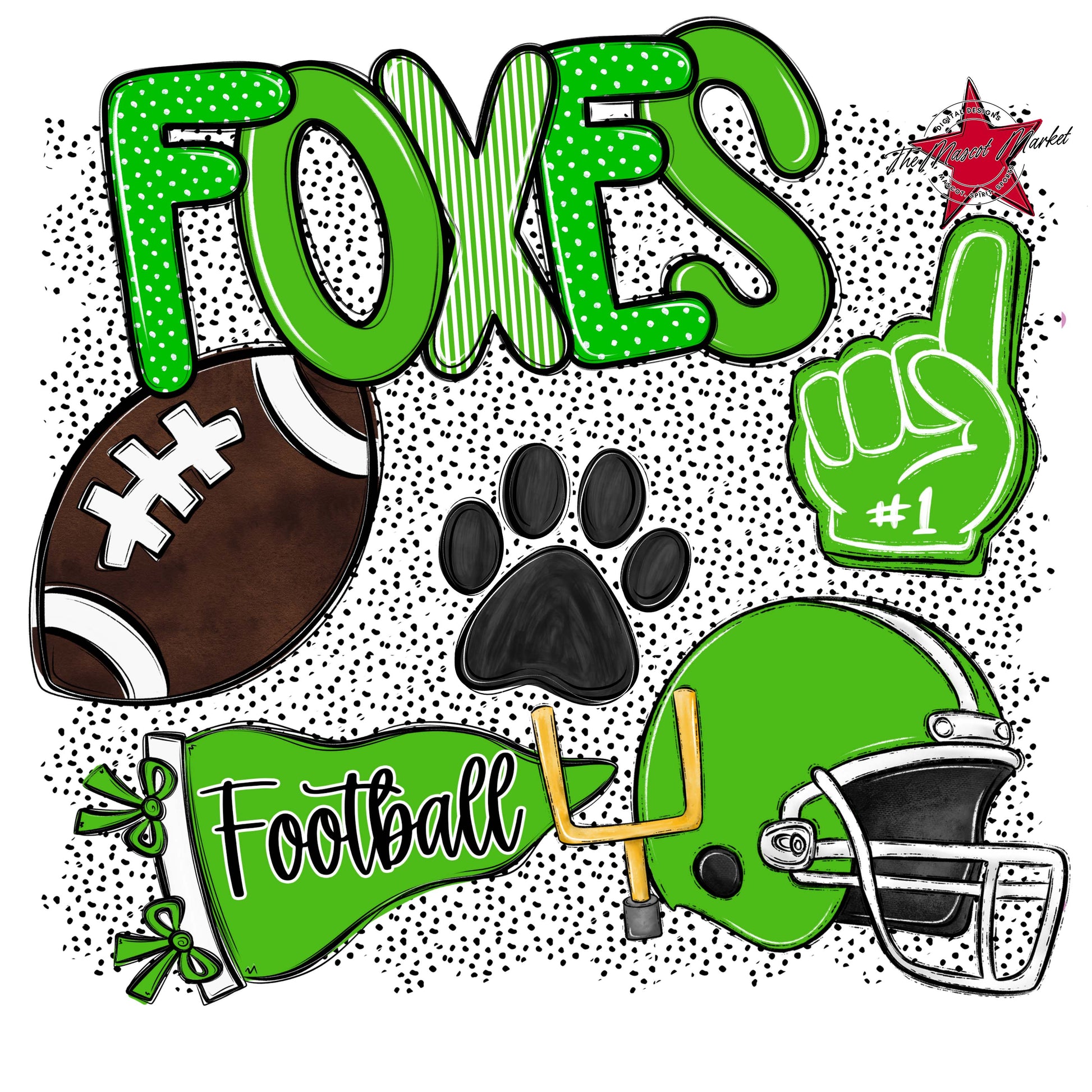 Foxes Football Spirit-Bright Green