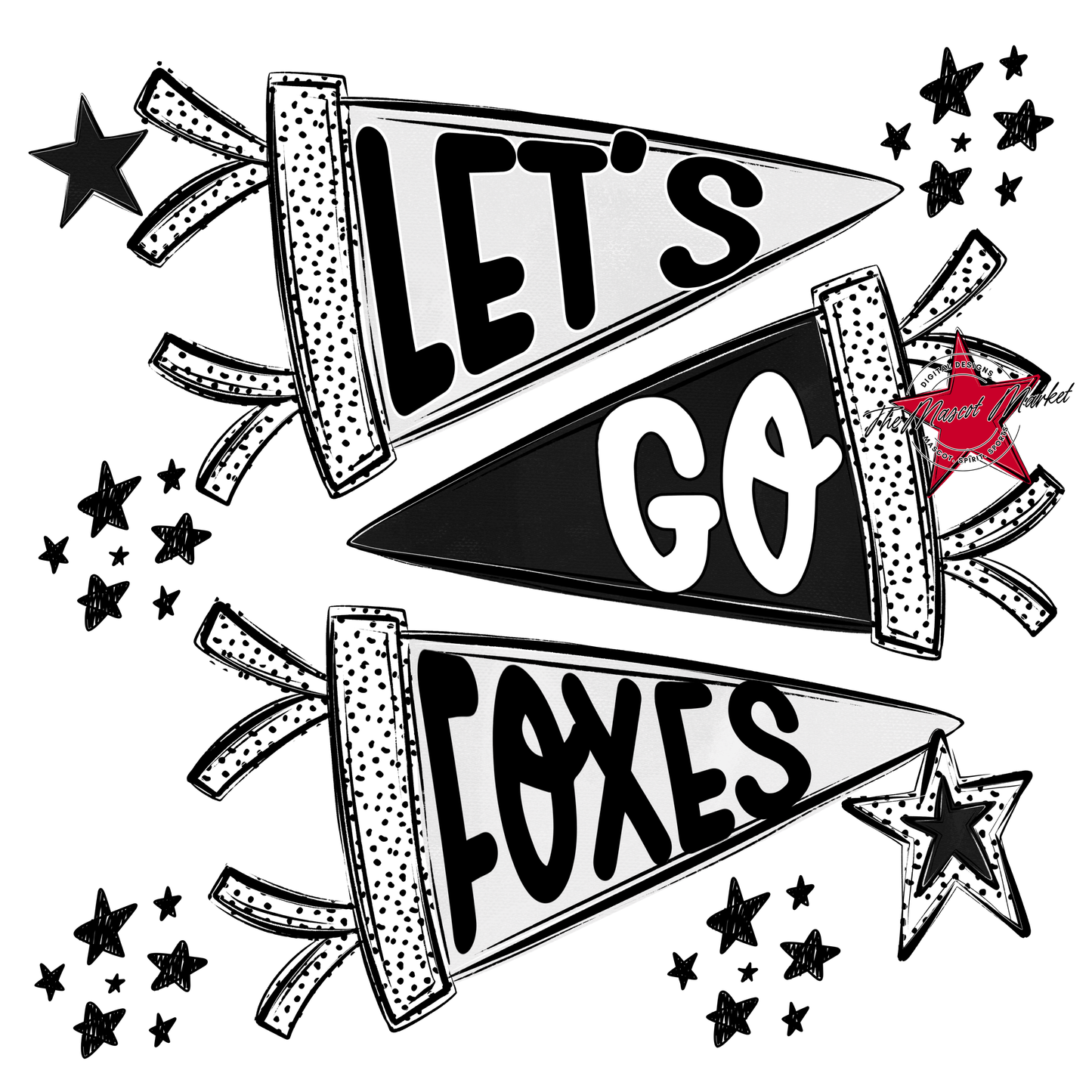 Foxes Let's Go Flag Design-Black